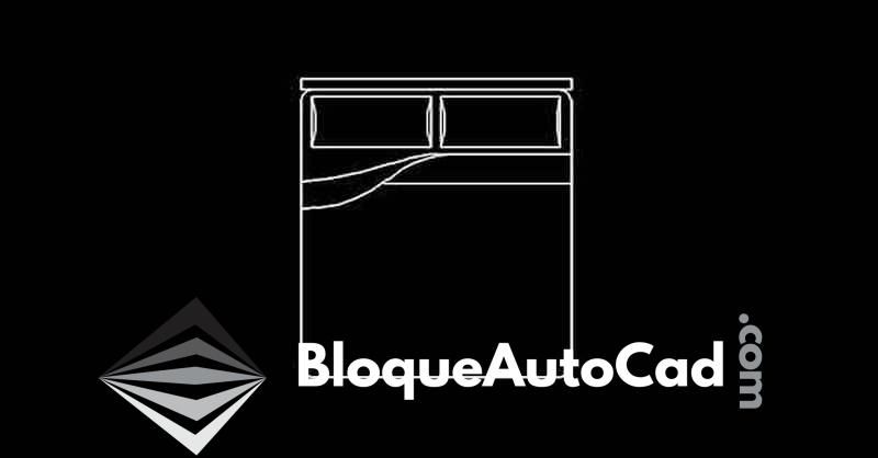Bloque AutoCAD Gratis: Cama Queen Size en Planta con Almohadas - Descarga DWG CAD Block 1 Bloque para AutoCAD dwg de cama en planta con almohadas CAD block