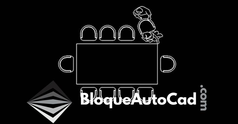 Bloque AutoCAD de Mesa Rectangular para 10 Personas: Descarga Gratuita en Formato DWG 1 Bloque AutoCAD de mesa rectangular para 10 personas CAD block