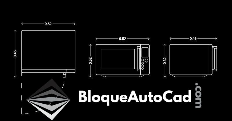 Bloques CAD de Microondas en AutoCAD: Descarga Gratuita en Planta y Alzado 1 Bloques de microondas dwg en AutoCAD gratis en planta y alzado