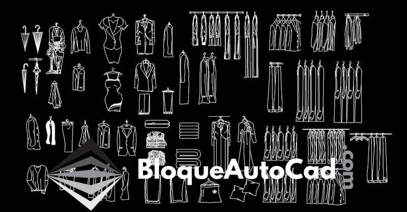 Bloques CAD de Ropa Colgada en Alzado: Descarga Gratuita en DWG para AutoCAD 1 Bloques AutoCAD Ropa dwg colgada en alzado CAD Blocks