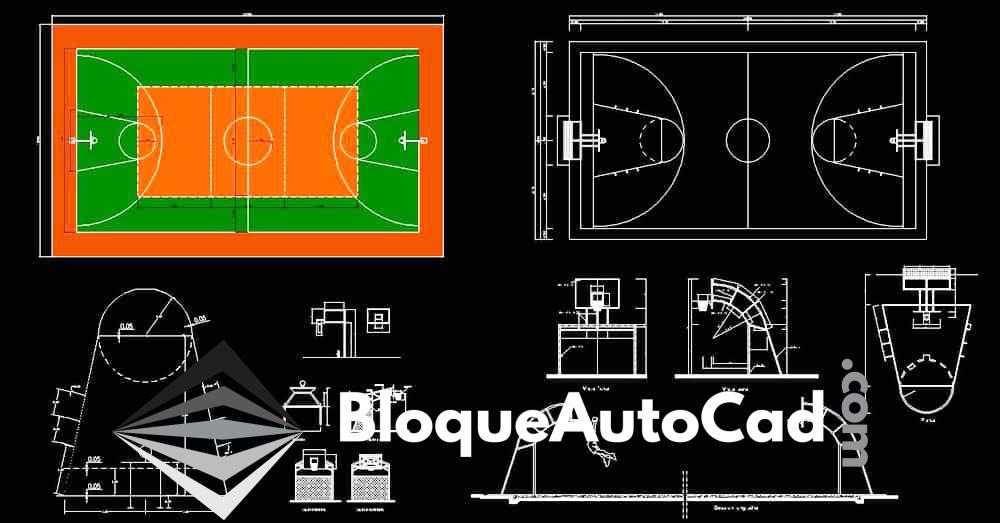 Bloques de Canchas de Baloncesto en AutoCAD: Descarga Gratuita para Diseños Precisos 1 Bloques de cancha de basquet en AutoCAD gratis dwg CAD Blocks