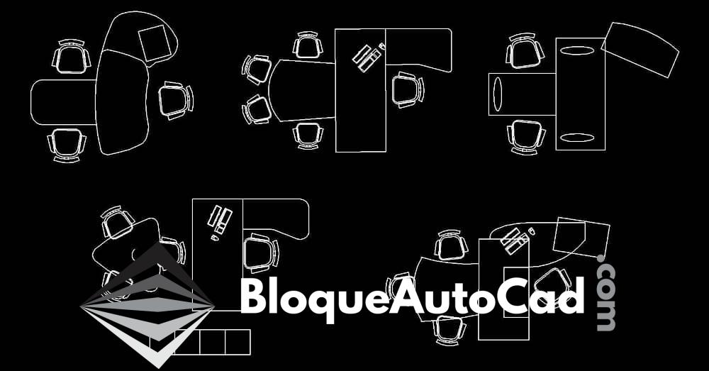 Bloques de Escritorios Operativos en L para Oficina en AutoCAD - Descarga Gratuita 1 Bloques de escritorios para oficina operativos en AutoCAD dwg CAD blocks
