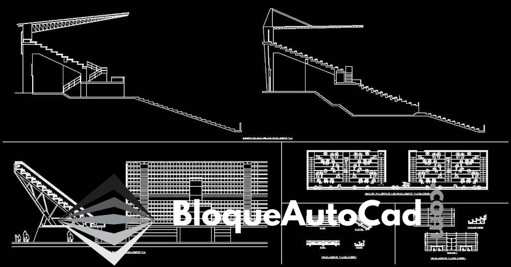 Bloques de Gradas Deportivas en AutoCAD: Descarga Gratuita para Diseños Precisos 1 Bloques AutoCAD gradas deportivas dwg CAD Blocks