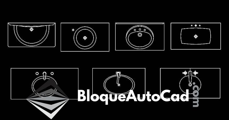 Bloques de Lavamanos Rectangulares Individuales en Planta: Descarga Gratis en AutoCAD 1 bloques autocad lavabos rectangulares individuales en planta dwg cad blocks