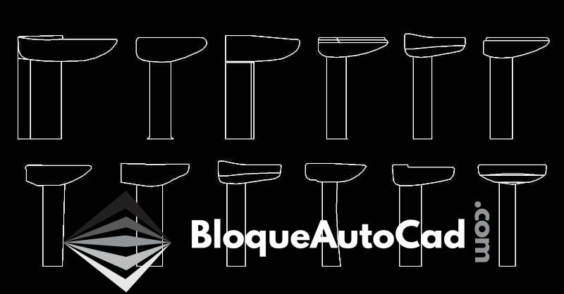 Bloques de Lavamanos en Alzado Lateral: Descarga Gratis en AutoCAD DWG para Diseño de Baños 1 Bloques AutoCAD de lavamanos en alzado lateral CAD blocks dwg