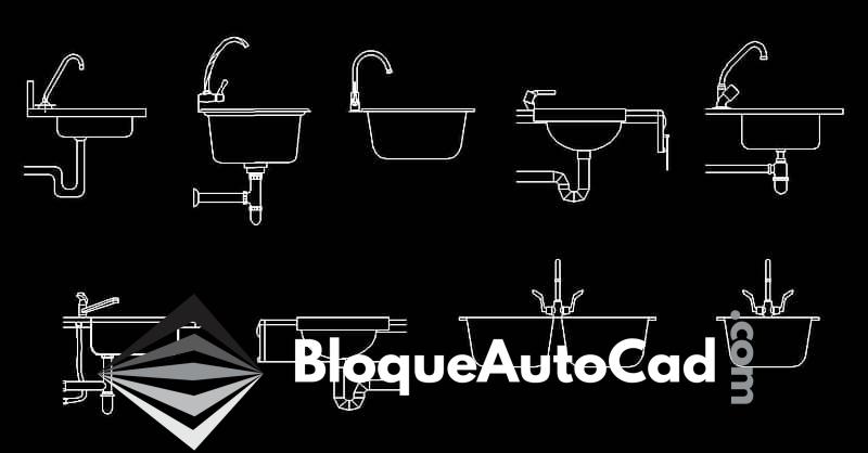 Bloques de Lavaplatos y Tarjas en Alzado: Descarga Gratis en AutoCAD DWG 1 Bloques de lavaplatos