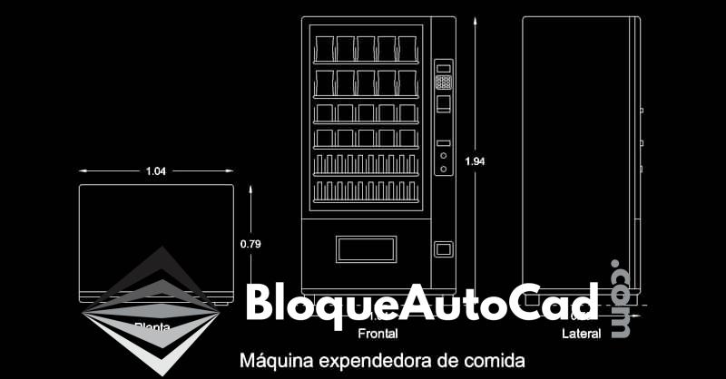 Bloques de Máquinas Expendedoras de Comida y Snacks en AutoCAD: Descarga Gratuita 1 Bloques máquina expendedora de comida