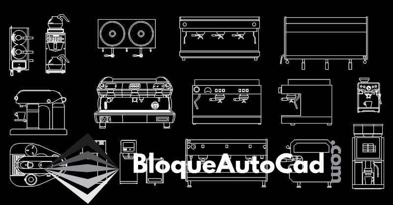 Colección de Bloques CAD de Cafeteras: Descarga Gratuita en AutoCAD para Planta y Alzado 1 Bloques de cafeteras en AutoCAD dwg en planta y alzado