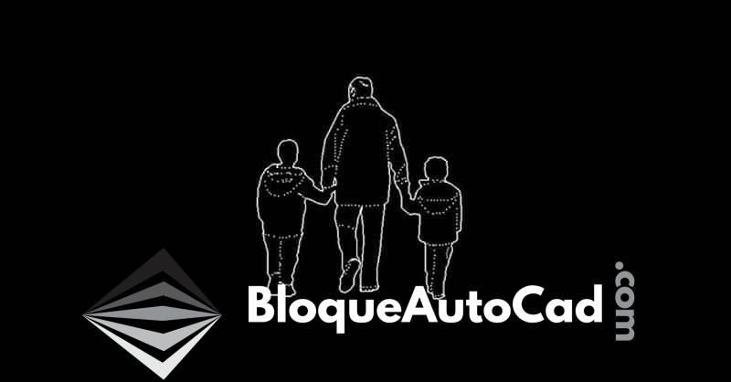 Descarga Gratis: Bloque AutoCAD de Hombre y Niños Caminando en Alzado 2D 1 Hombre y niños caminando en AutoCAD gratis 2d dwg en alzado