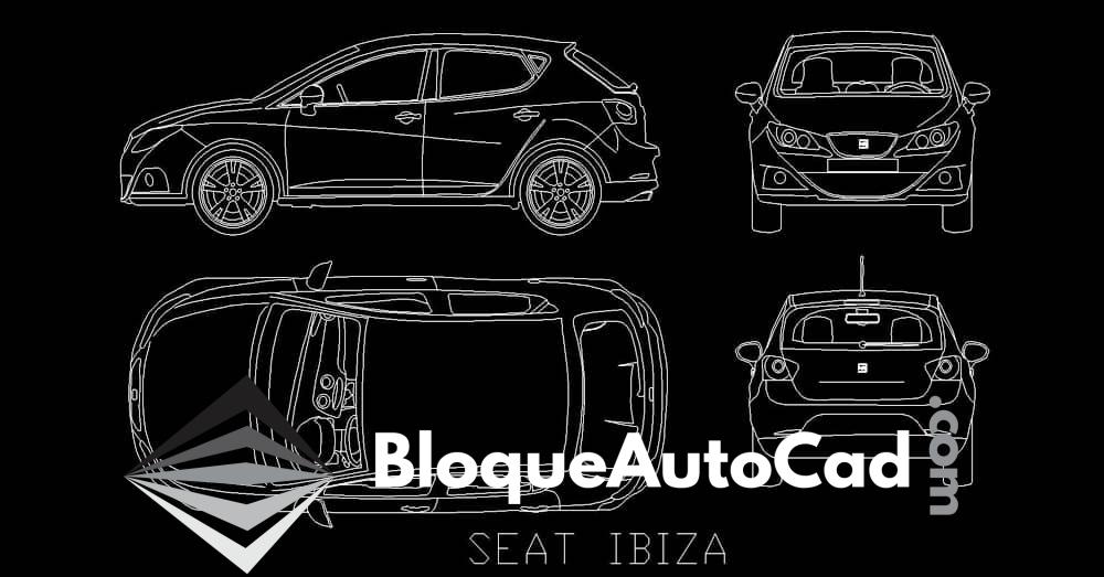 Descarga Gratis: Bloques de AutoCAD para Seat Ibiza - Vistas en Planta, Lateral, Frontal y Trasera 1 Automóvil