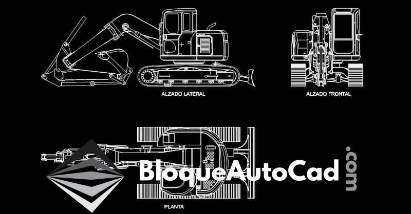 Descarga Gratis: Bloques de Excavadora en AutoCAD para Planta y Alzado 1 Bloques de excavadora en AutoCAD CAD block dwg 2d en planta y alzado