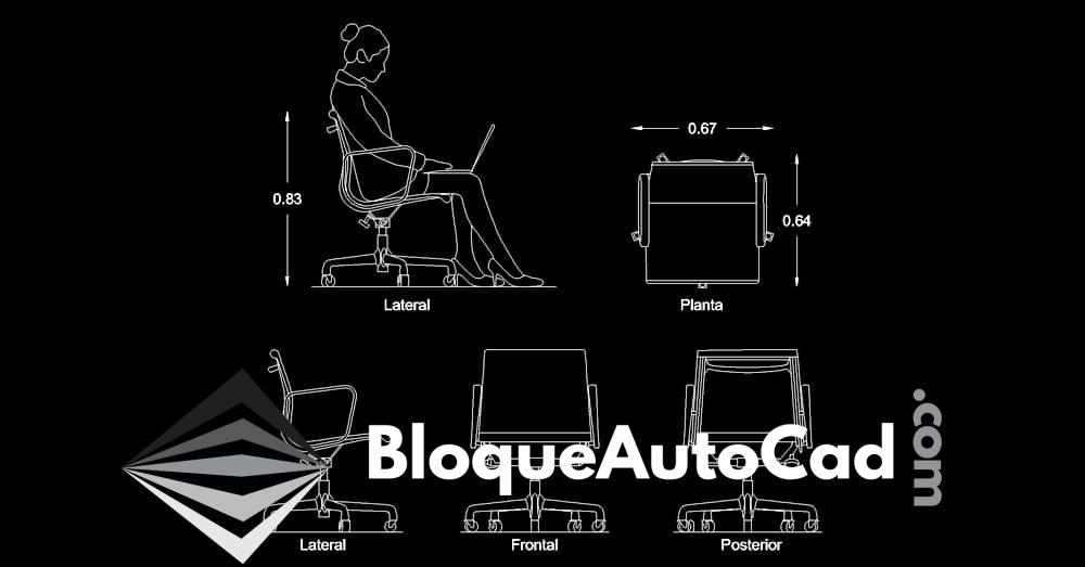 Descarga Gratis: Bloques de Silla de Escritorio para Oficina en AutoCAD - DWG 2D 1 Bloques de silla para escritorio de oficina en AutoCAD dwg 2d