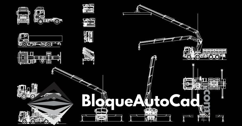 Descarga Gratis: Colección de 15 Bloques de Camiones Grúa en AutoCAD DWG 1 Camión grúa dwg en AutoCAD gratis 2d CAD blocks