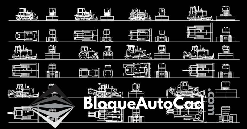 Descarga Gratis: Colección de Bloques AutoCAD de Bulldozers en Planta y Alzado 1 Bloques autocad bulldozers en planta y alzado CAD blocks dwg 2d