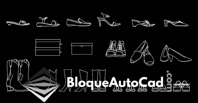 Descarga Gratis: Colección de Bloques CAD en 2D de Zapatos y Botas para AutoCAD DWG 1 Bloques AutoCAD zapatos