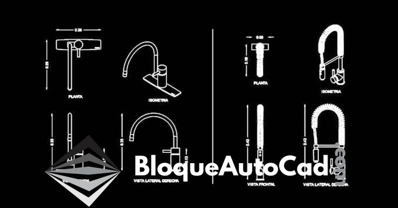 Descarga Gratis: Colección de Bloques de Grifos para Lavaplatos en AutoCAD 1 Bloques grifos AutoCAD dwg para lavaplatos gratis CAD blocks