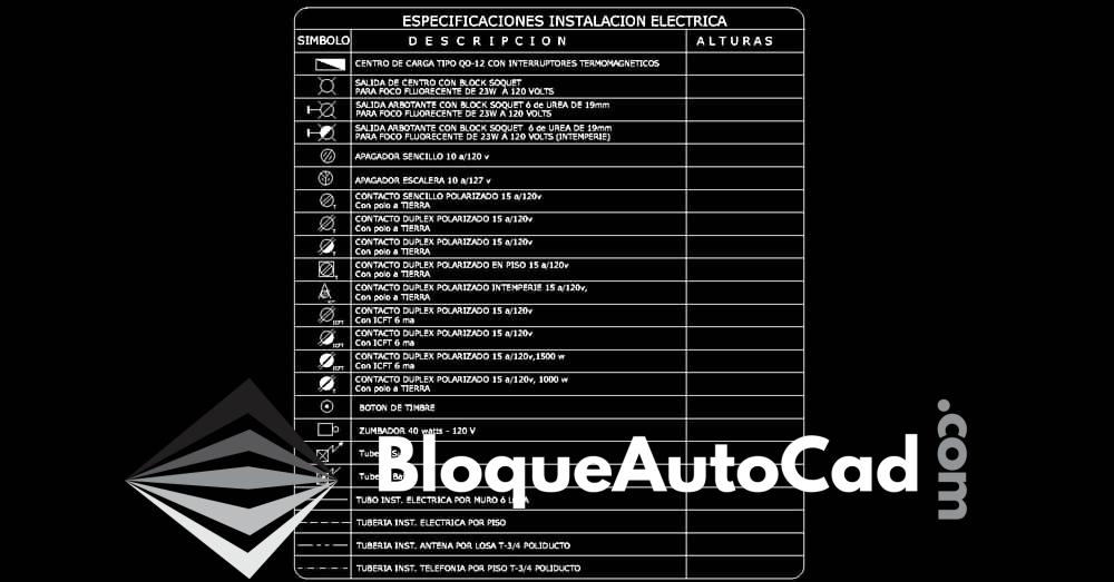 Descarga Gratis: Colección de Símbolos Eléctricos para Planos Residenciales en AutoCAD DWG 1 Simbología eléctrica en AutoCAD dwg