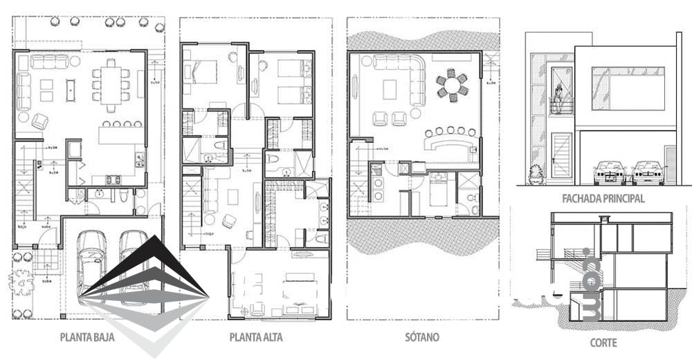 Descarga Gratis: Detallados Planos de Casa Unifamiliar en AutoCAD para tu Proyecto de Construcción 1 Planos arquitectónicos de casa unifamiliar en AutoCAD