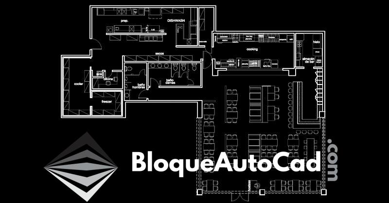 Descarga Gratis: Plano de Restaurante en AutoCAD DWG con Todas sus Áreas 1 Plano de un restaurante con sus áreas en AutoCAD dwg