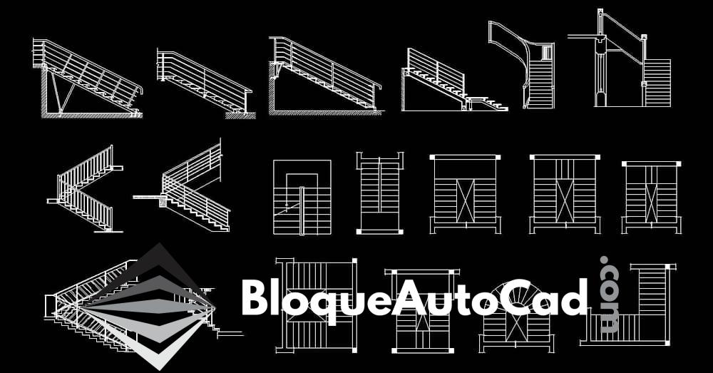 Bloques de escaleras para AutoCAD dwg CAD blocks