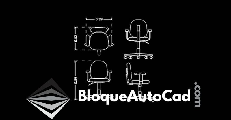 Silla de Oficina en AutoCAD: Descarga Gratis Bloques en 2D con Vistas en Planta y Alzado 1 Silla de oficina en AutoCAD gratis 2d en planta y alzado CAD blocks