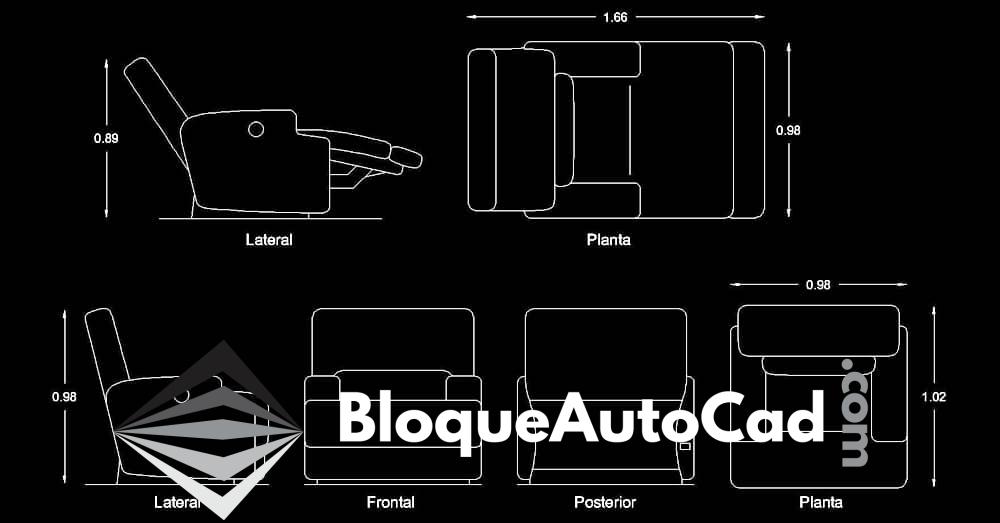 Sillón Reclinable IKEA Vännäs en AutoCAD: Descarga Gratis en 2D DWG 1 Sillón individual en AutoCAD gratis 2d dwg CAD blocks